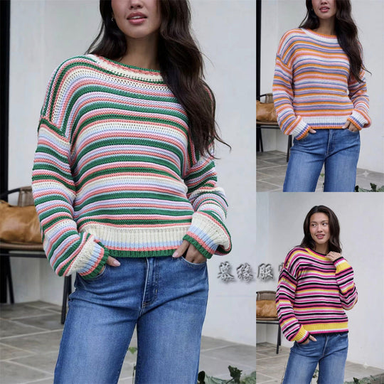 Strickpullover Damen | Gestreift & Lockere Passform