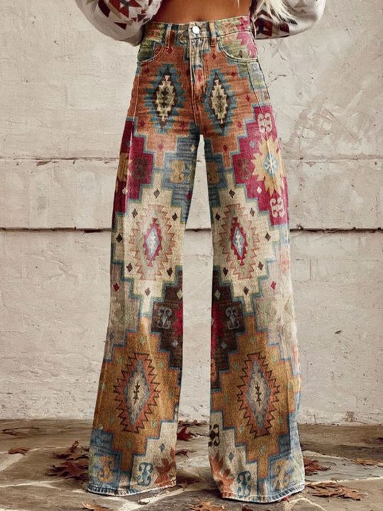 Jeans Damen | Weites Bein & Ethno-Print