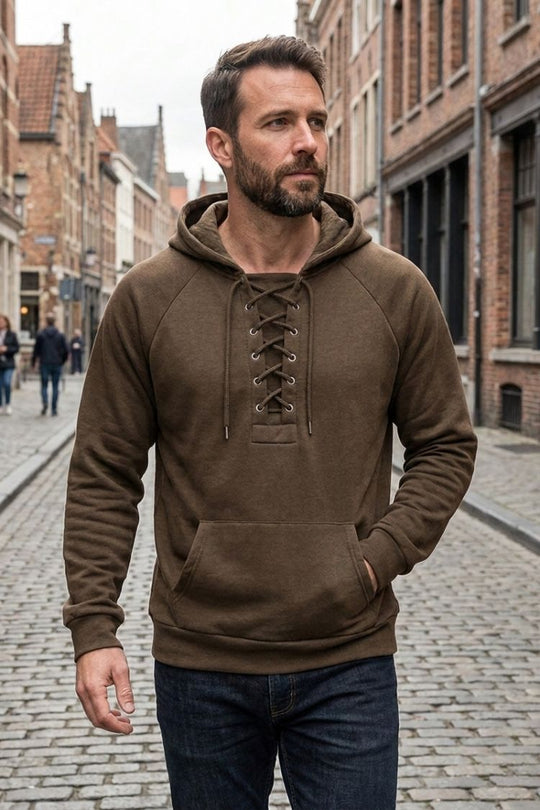 Herren Kapuzenpullover Schnürkragen Langarm Hoodie 4