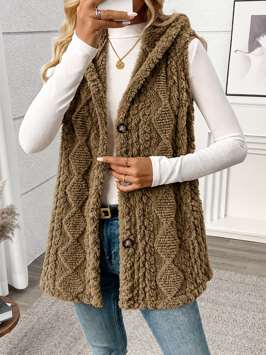 Strickweste Damen | Mit Kapuze & Knopfleiste 15