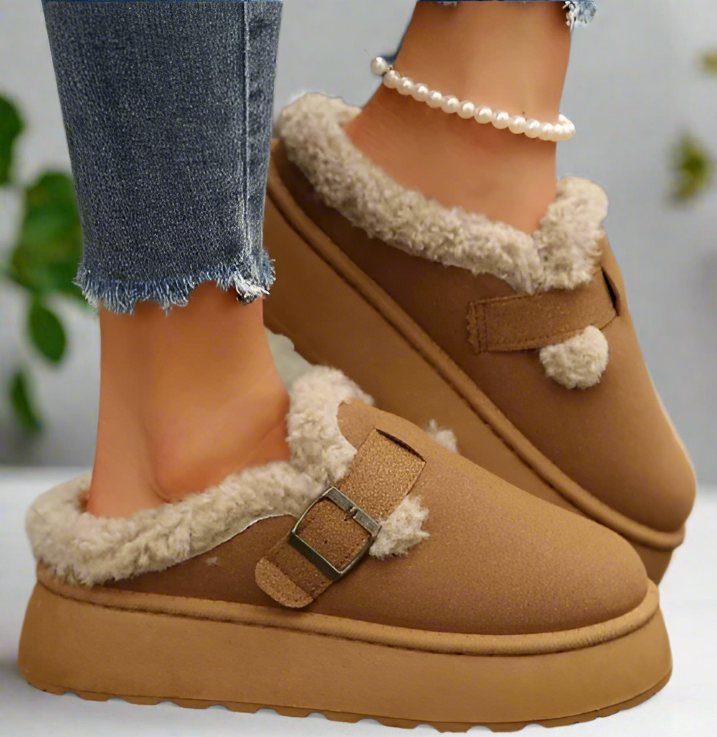 Hausschuhe Damen | Fellfutter & Plateausohle