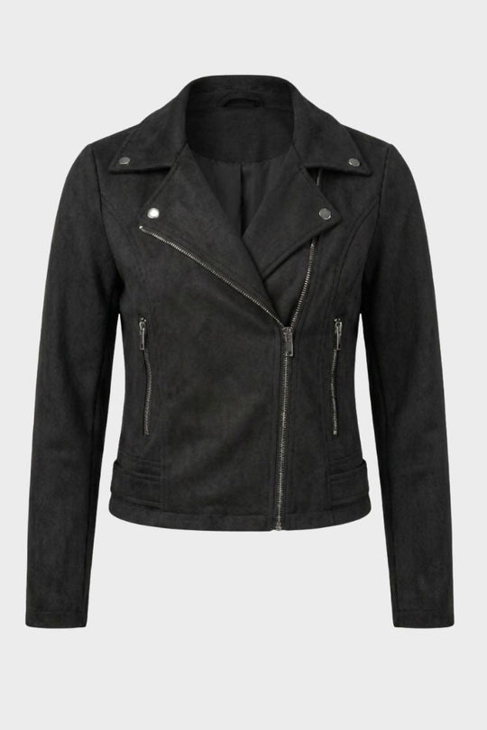Damen Jacke Biker figurbetont Reverskragen mit Reißverschlusstaschen 1