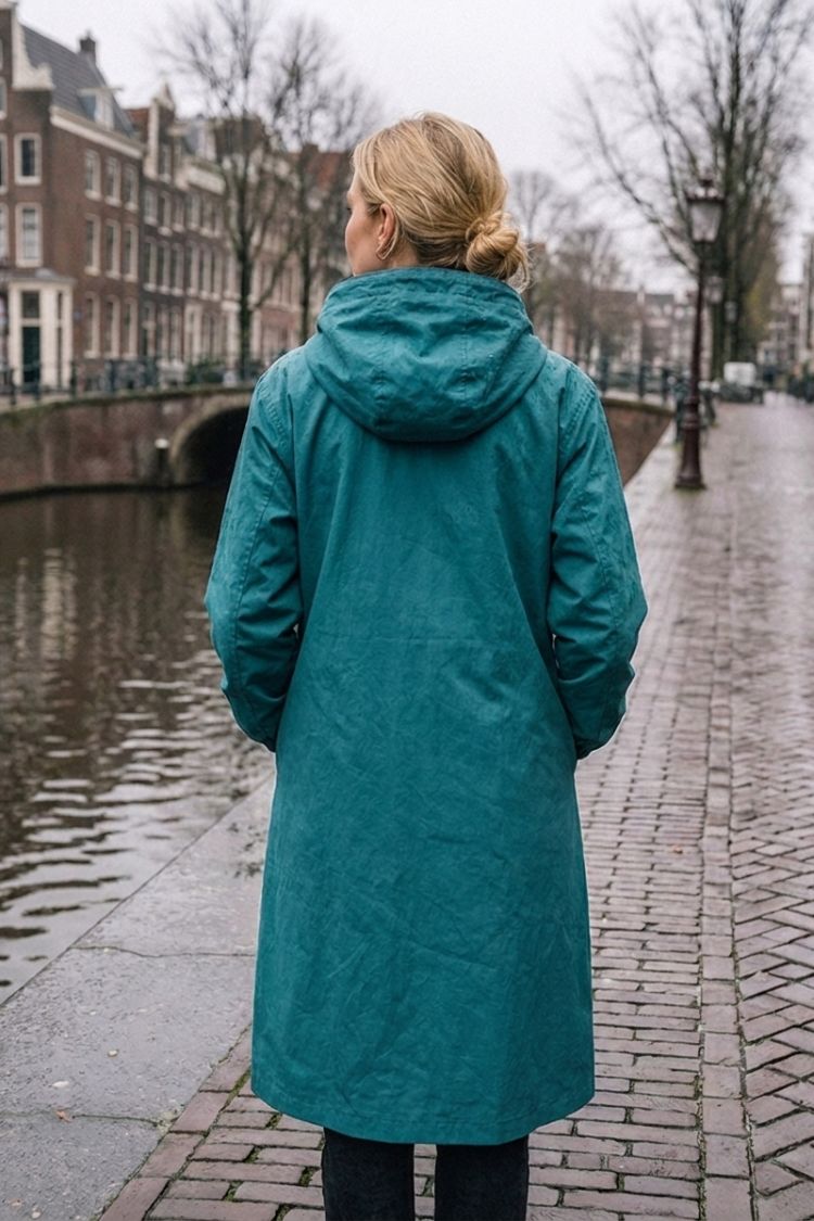 Damen Kapuzenmantel Langer Mantel Taschen Knopfleiste 4