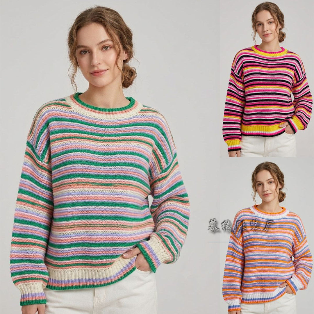 Strickpullover Damen | Gestreift & Lockere Passform