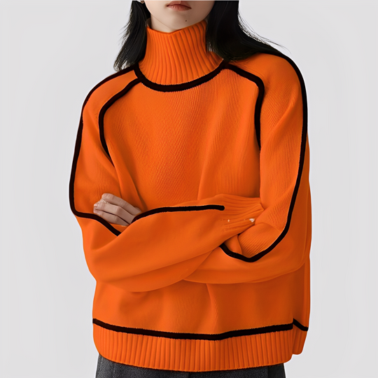 Damen Rollkragenpullover Locker Strickpullover Warm Winter 3