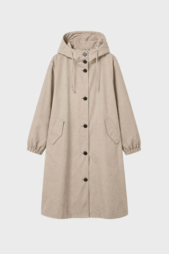 Damen Kapuzenmantel Langer Mantel Taschen Knopfleiste 9
