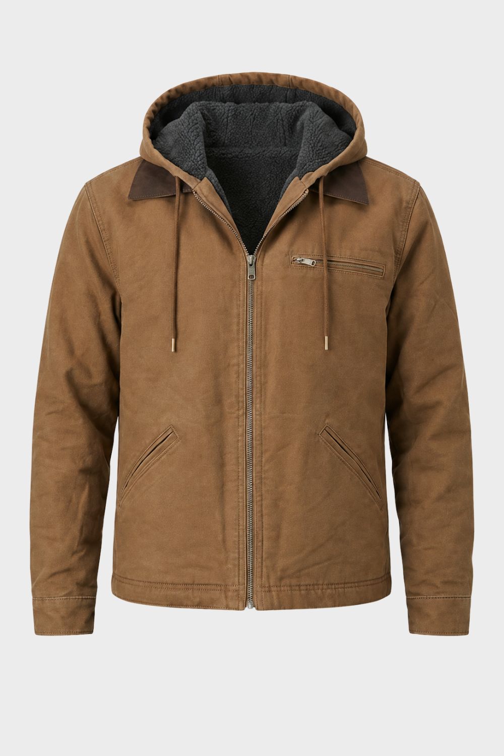 Herren Freizeitjacke Kapuze Reißverschluss Fronttaschen 1