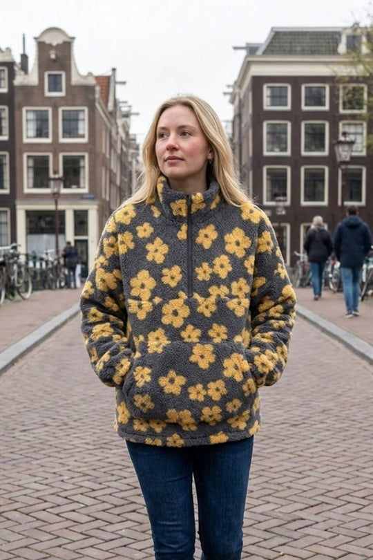 Oversize-Pullover Damen | Blumenmuster & Hoher Ausschnitt 7