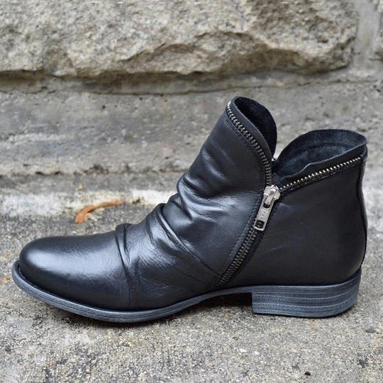 Stiefeletten Damen | Vintage Absatz & Reißverschluss