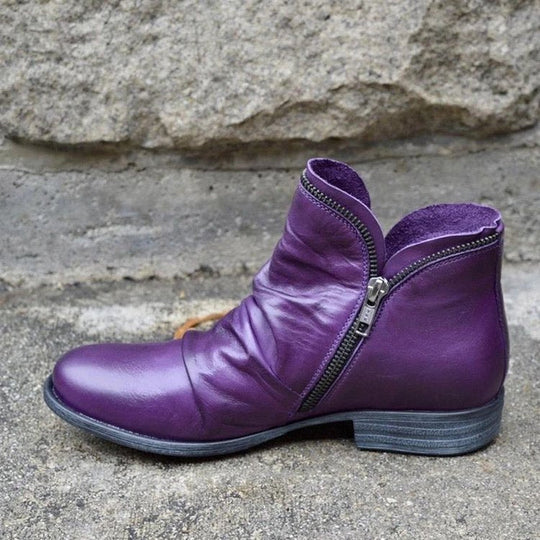 Stiefeletten Damen | Vintage Absatz & Reißverschluss
