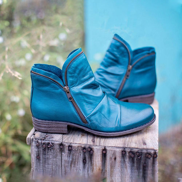 Stiefeletten Damen | Vintage Absatz & Reißverschluss