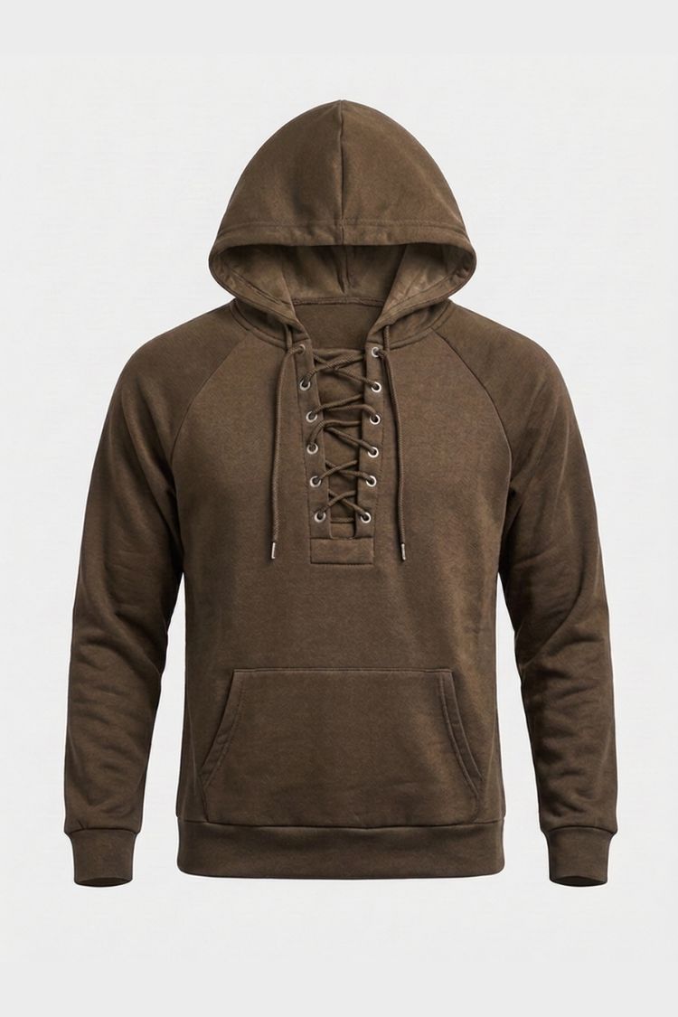 Herren Kapuzenpullover Schnürkragen Langarm Hoodie 1