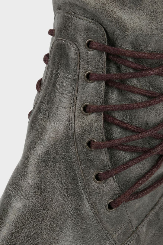 Damen Schnürstiefel Wadenhoch Runder Zehenbereich Niedrig 2