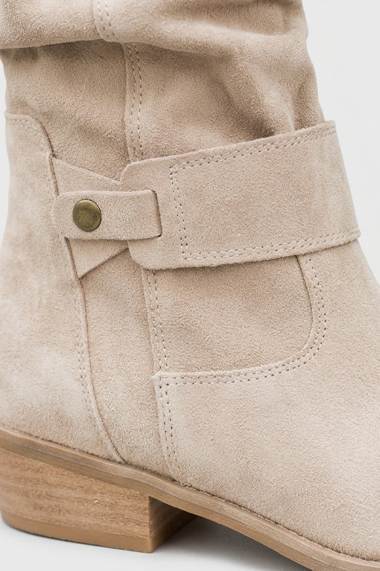 Wadenstiefel Damen | Geraffter Schaft & Schnallendetail 2