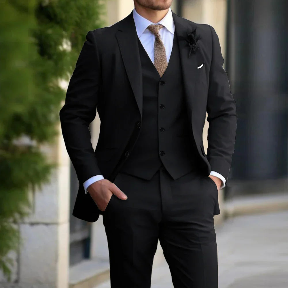 3-delige Set Voor Heren | Business Blazer | Vest | Broek in de kleur Beige voor heren in Formal stijl ideaal voor de herfst.