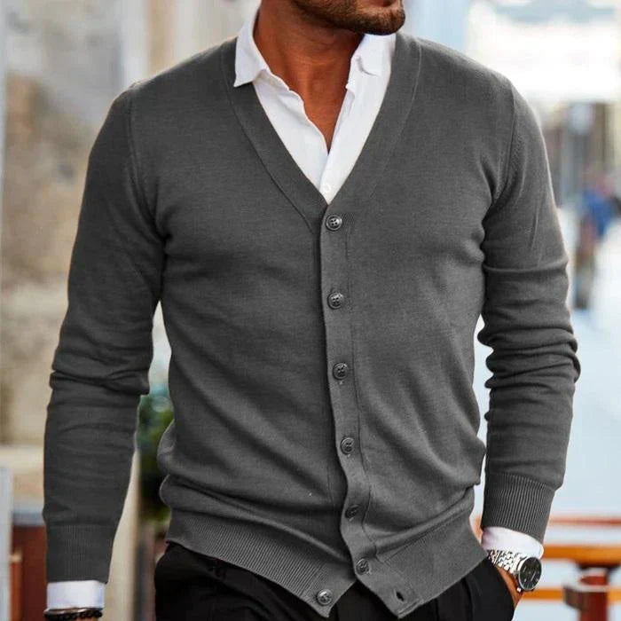 Herren Cardigan Strickjacke Offener Schnitt Klassisch 2