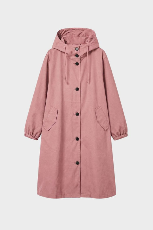 Damen Kapuzenmantel Langer Mantel Taschen Knopfleiste 6