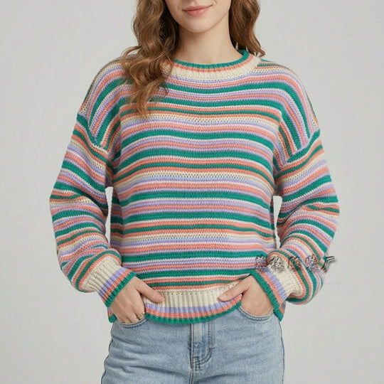 Strickpullover Damen | Gestreift & Lockere Passform