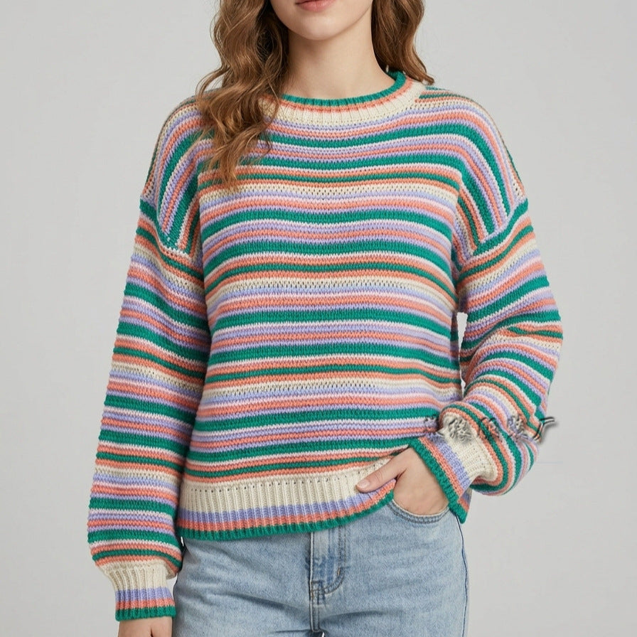 Strickpullover Damen | Gestreift & Lockere Passform
