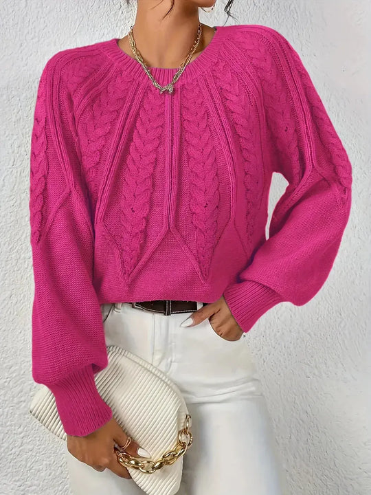 Gebreide Trui met Ronde Hals voor Dames. Warm. Winter. Victoria Mae. Roze