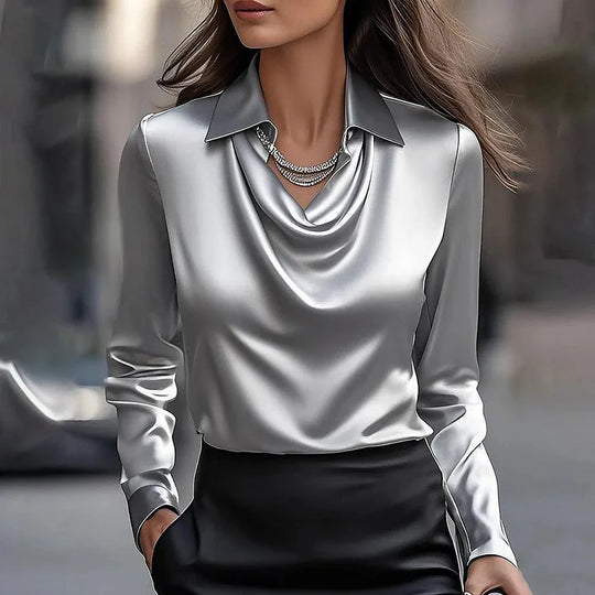 Blouse Dames | Watervalhals & Lange Mouwen 3