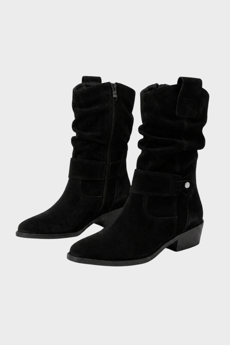 Wadenstiefel Damen | Geraffter Schaft & Schnallendetail 5