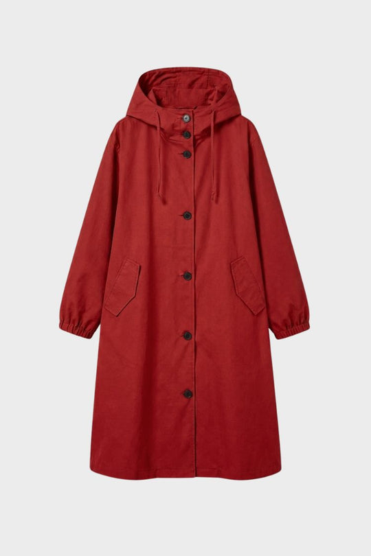 Damen Kapuzenmantel Langer Mantel Taschen Knopfleiste 8