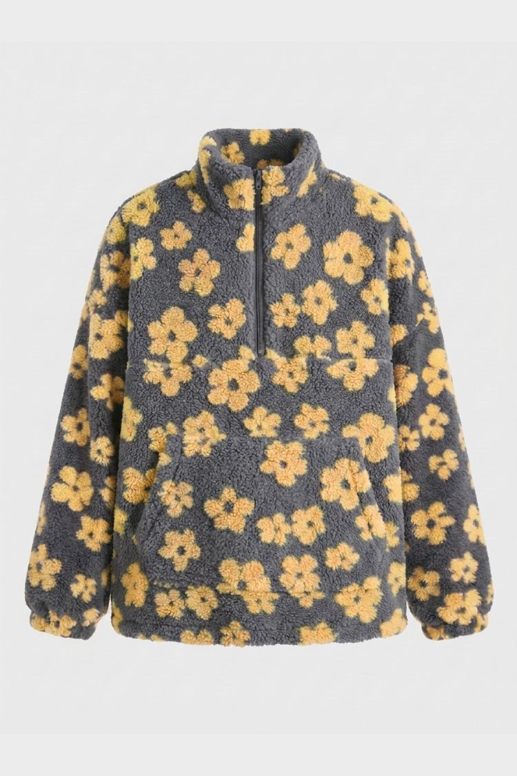 Oversize-Pullover Damen | Blumenmuster & Hoher Ausschnitt 5