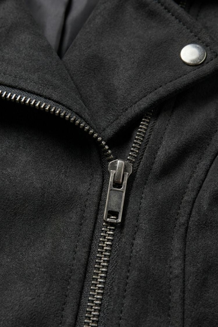 Damen Jacke Biker figurbetont Reverskragen mit Reißverschlusstaschen 2