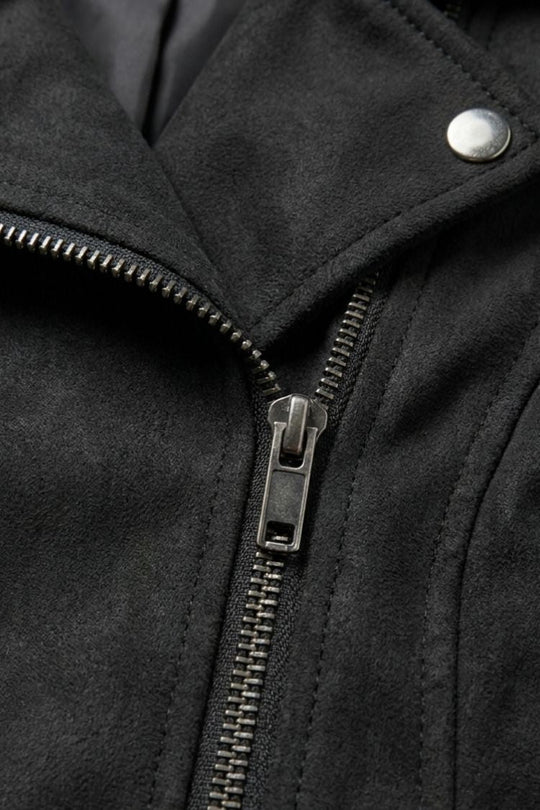 Damen Jacke Biker figurbetont Reverskragen mit Reißverschlusstaschen 2