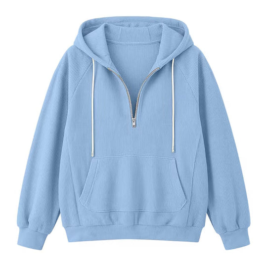 Hoodie Damen | Halber Reißverschluss & Kapuze