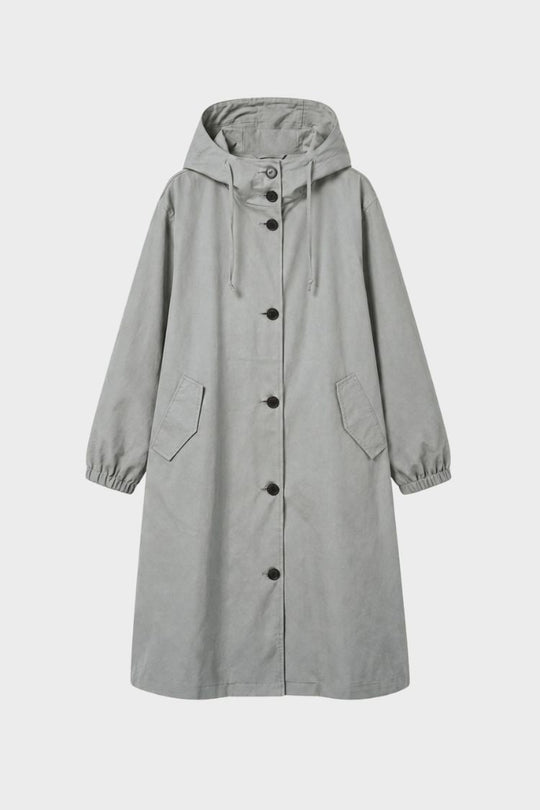 Damen Kapuzenmantel Langer Mantel Taschen Knopfleiste 10