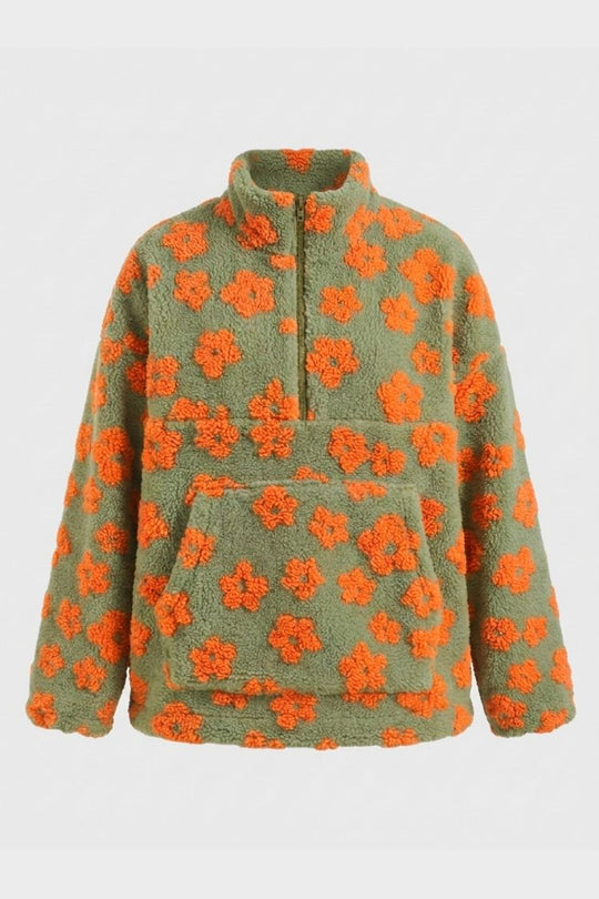 Oversize-Pullover Damen | Blumenmuster & Hoher Ausschnitt 3