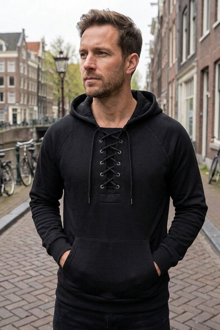 Herren Kapuzenpullover Schnürkragen Langarm Hoodie 12