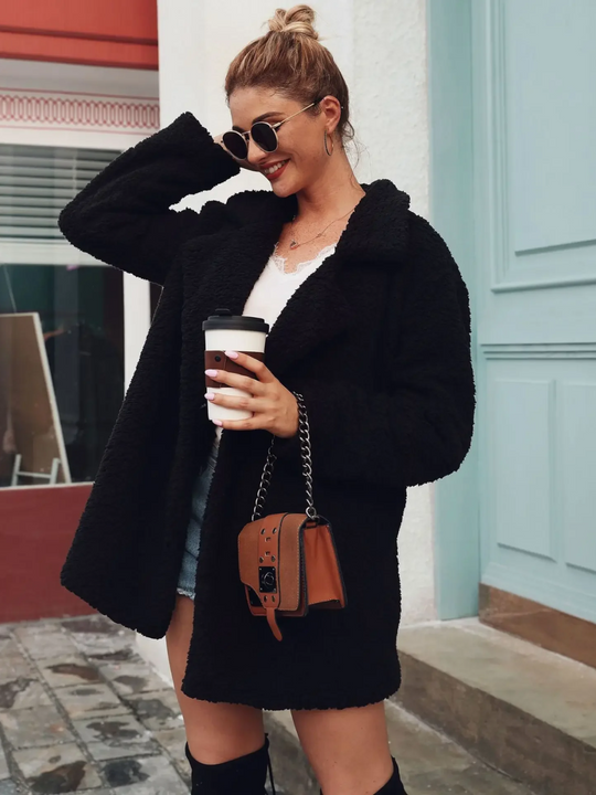 Teddy Kurzmantel Damen | Reverskragen & Plüschig Warm