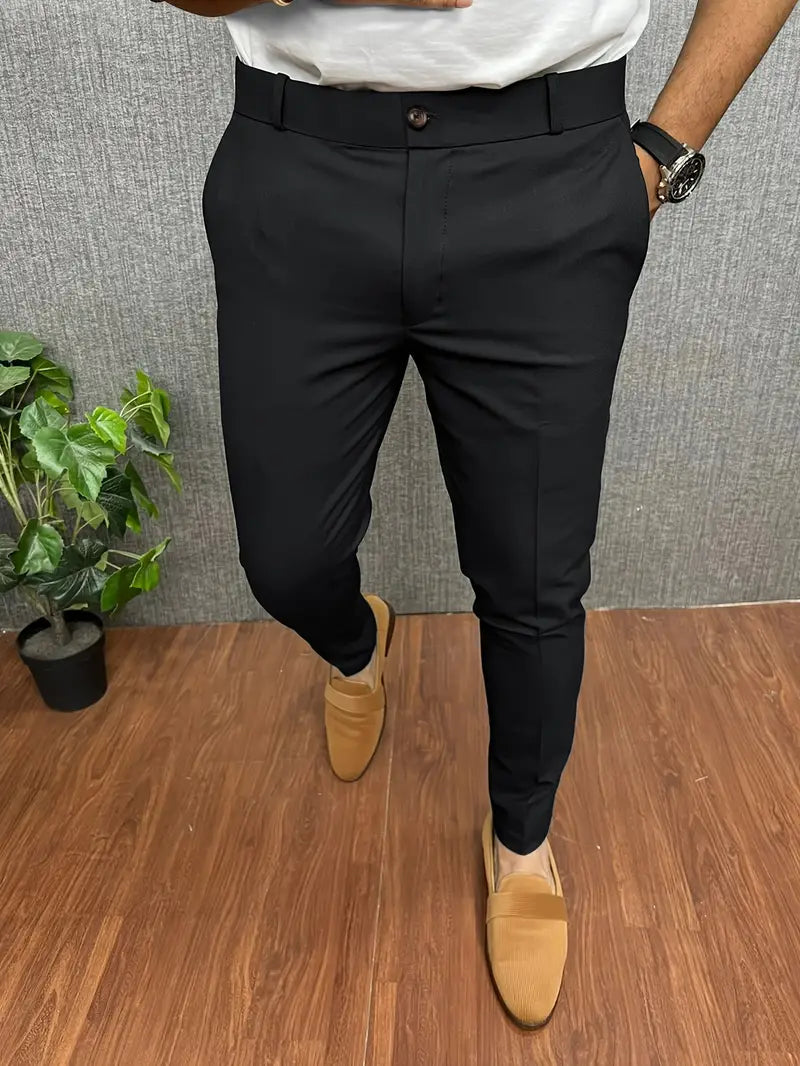 Herren Hose modern gerades Bein elastischer Bund mit Stretch Komfort 1