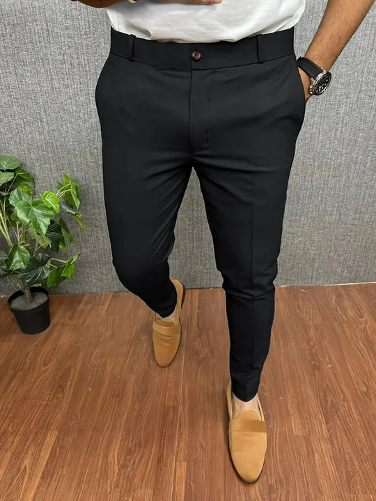 Herren Hose modern gerades Bein elastischer Bund mit Stretch Komfort 1