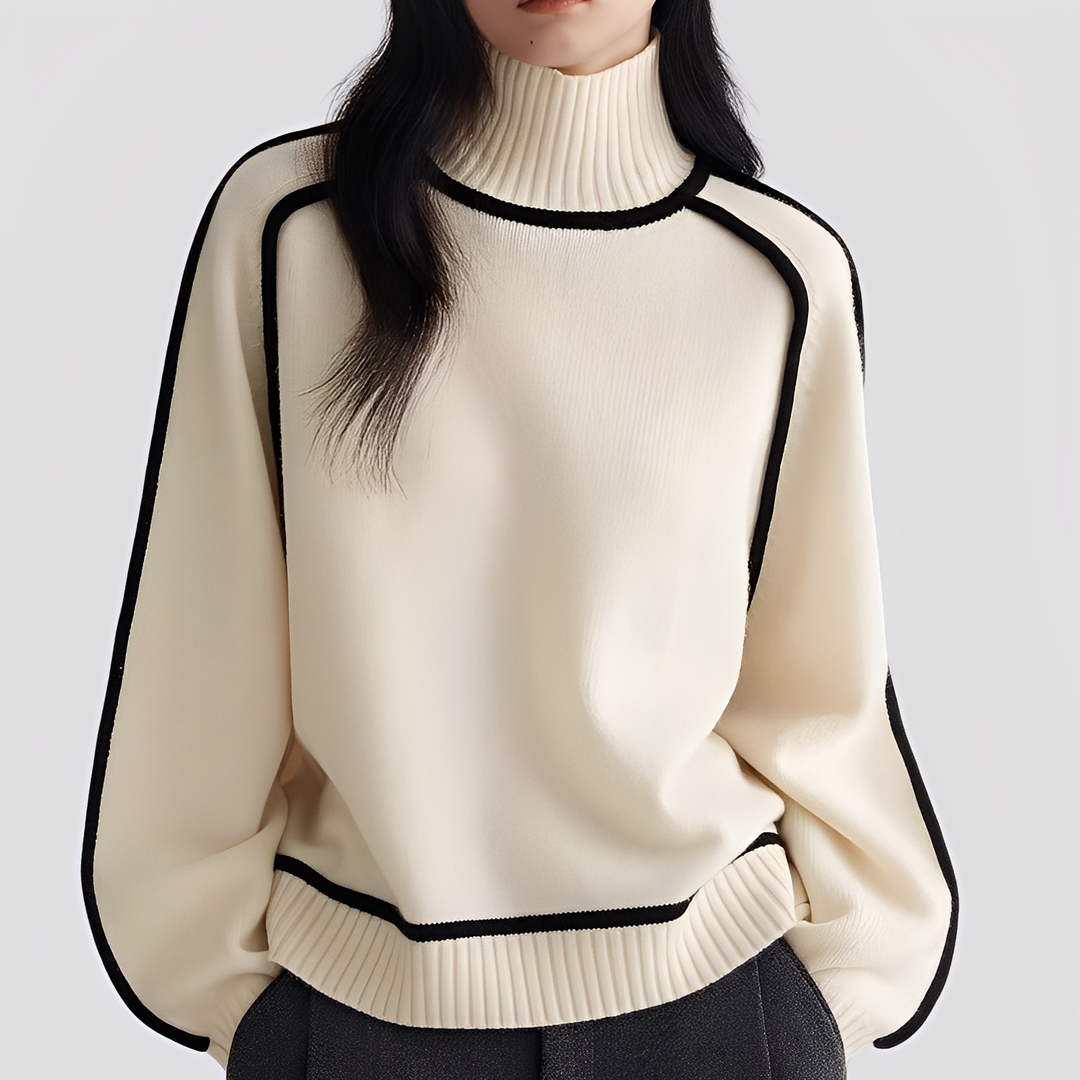 Damen Rollkragenpullover Locker Strickpullover Warm Winter 1