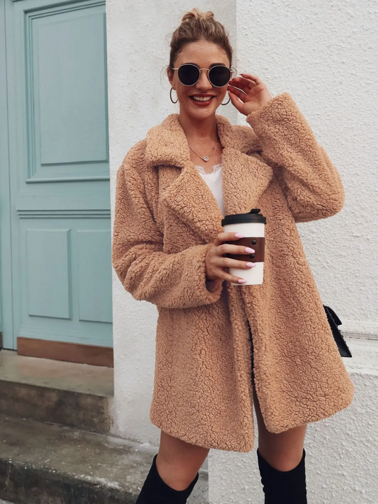 Teddy Kurzmantel Damen | Reverskragen & Plüschig Warm