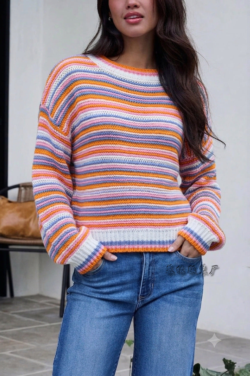 Strickpullover Damen | Gestreift & Lockere Passform
