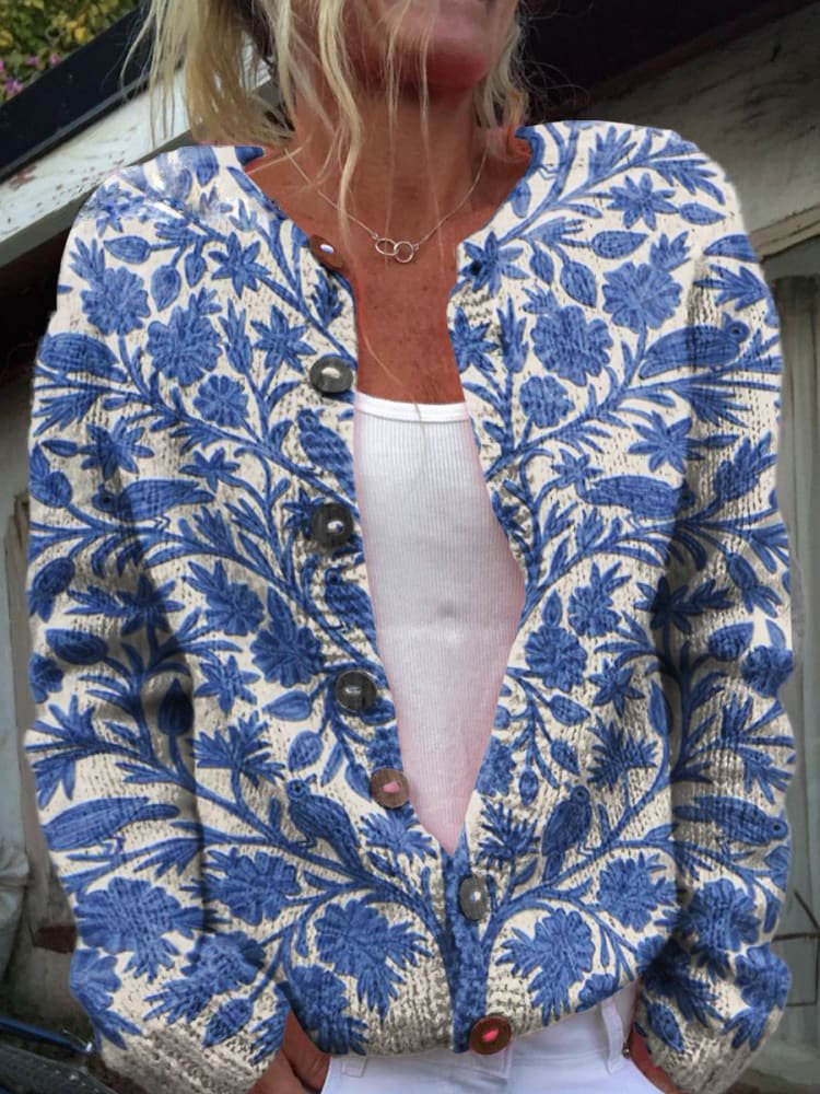 Vest Dames | Bloemenprint & Zachte Warmte 1
