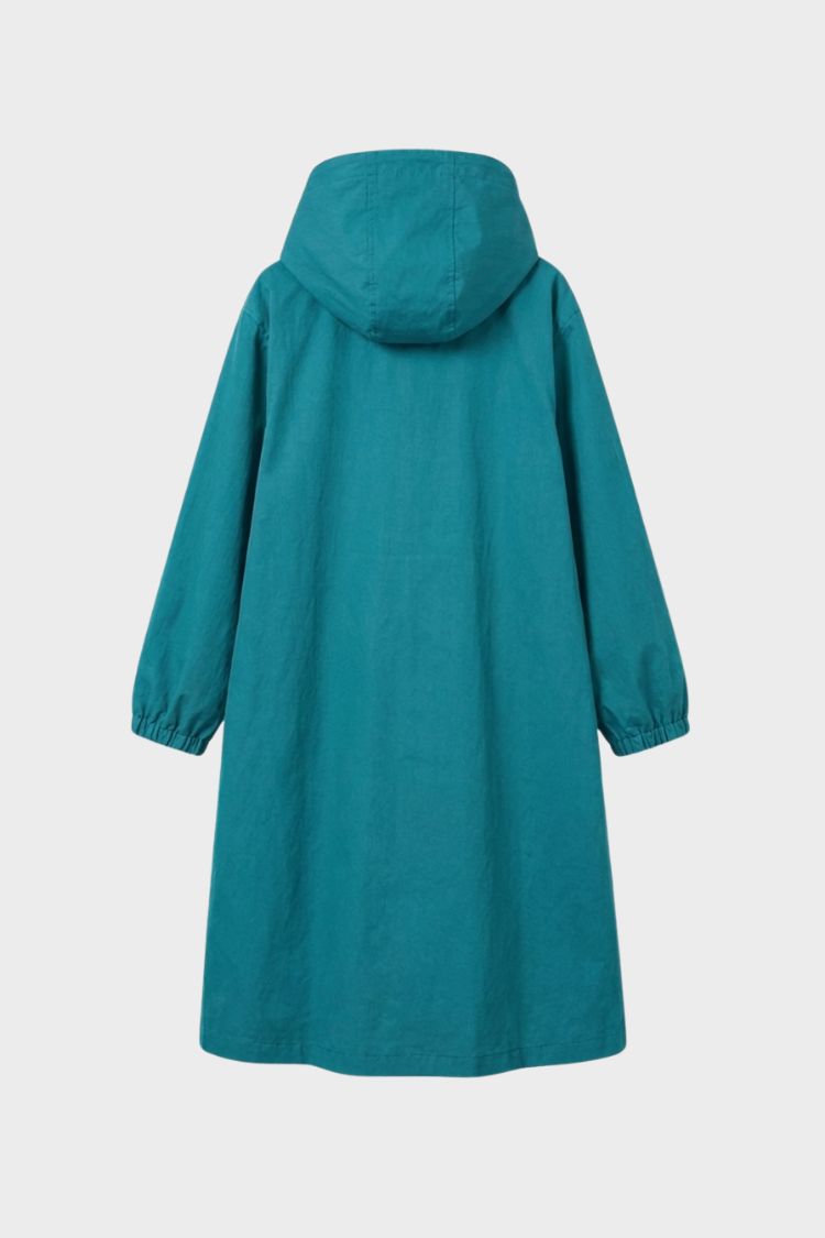 Damen Kapuzenmantel Langer Mantel Taschen Knopfleiste 3