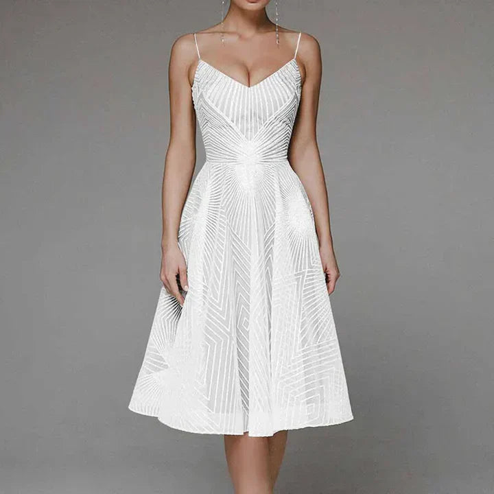 A-Linien-Midi-Cocktailkleid Damen mit Herzausschnitt für Hochzeitsgäste - Mila