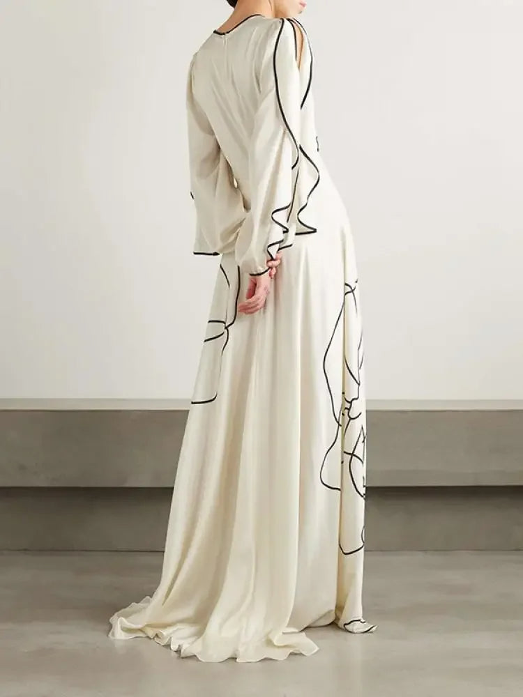 Abendkleid Damen mit Elegantem Blumenprint und Langen Ärmeln - Eline 3