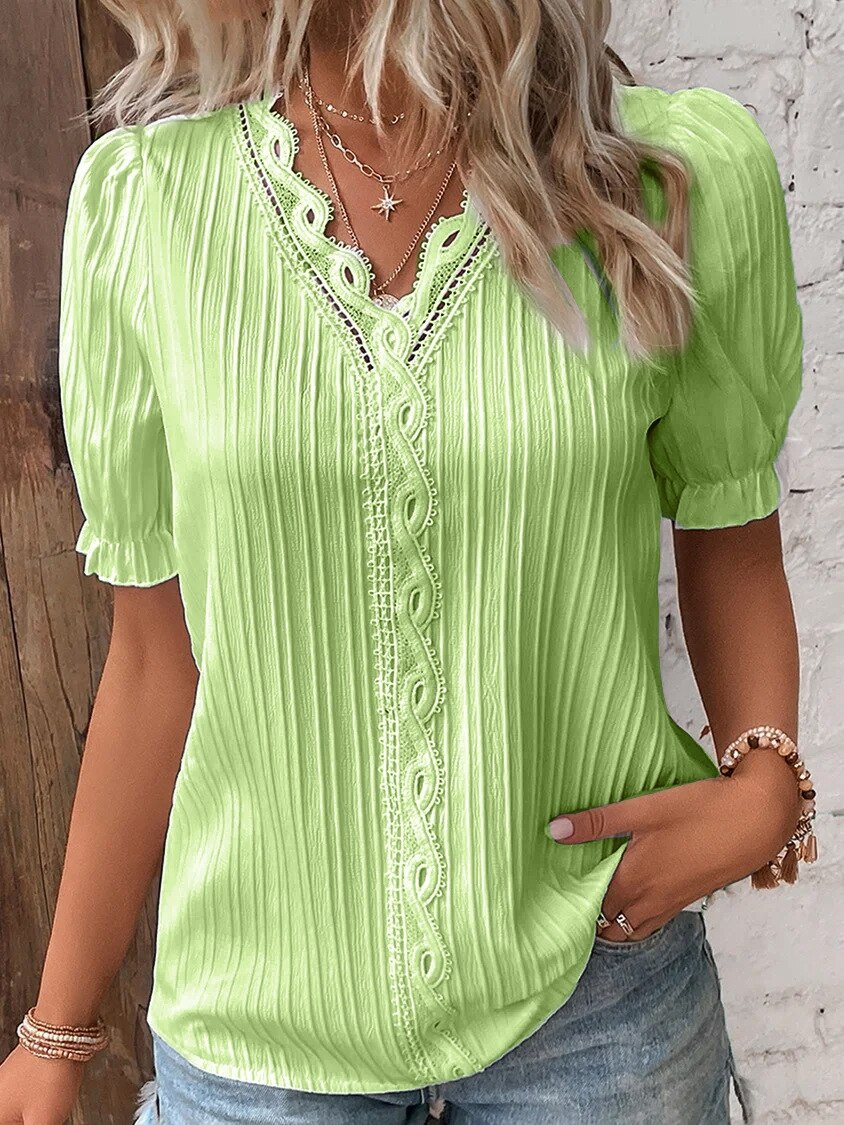 Anna™ Kanten blouse met pofmouwen 0