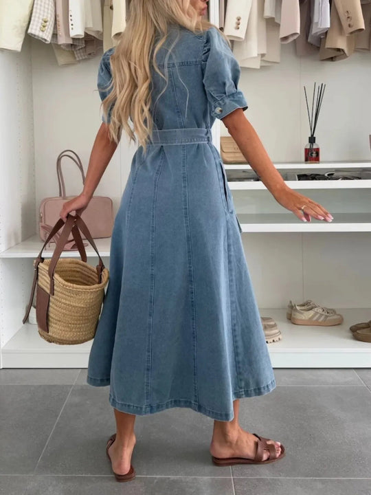 Anna | Maxi Denim Jurk met mouwen 1