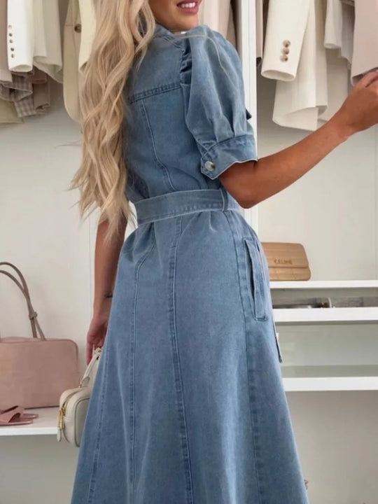 Anna | Maxi Denim Jurk met mouwen 2