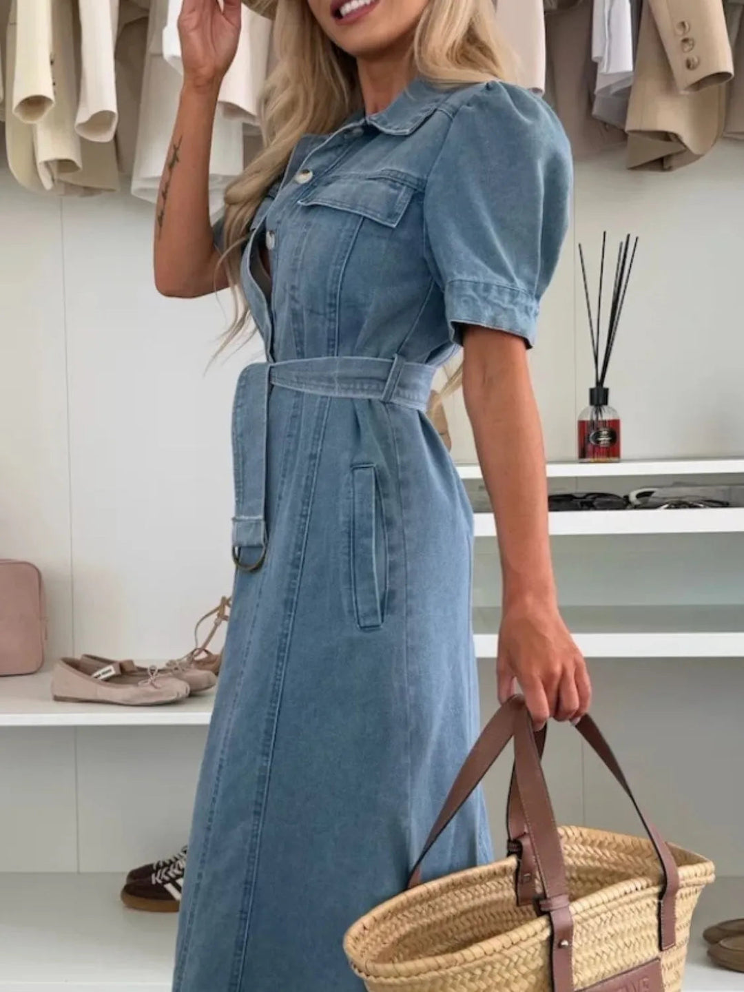 Anna | Maxi Denim Jurk met mouwen 3