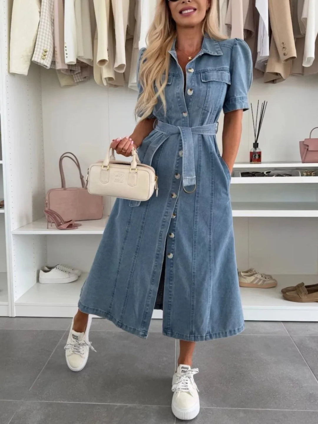 Anna | Maxi Denim Jurk met mouwen 5
