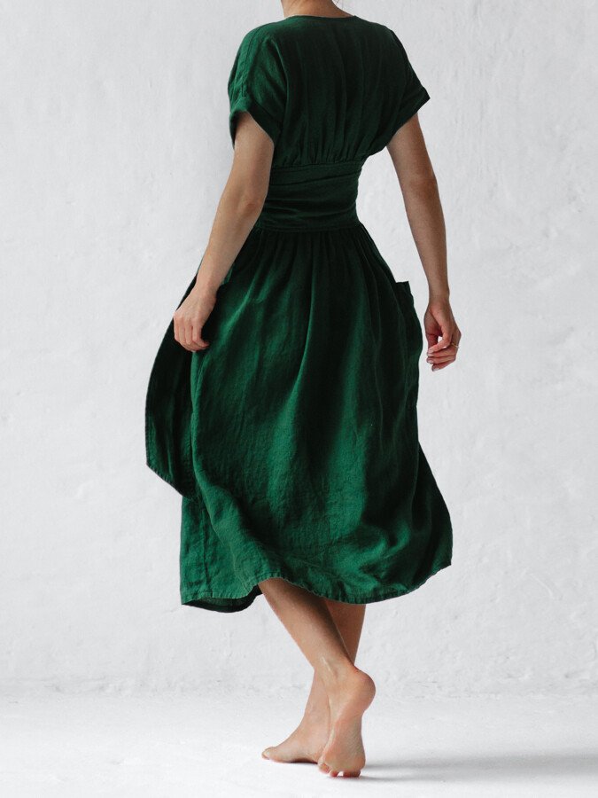 Atmungsaktives Wickelkleid Damen mit Bindegürtel - Léonie 4